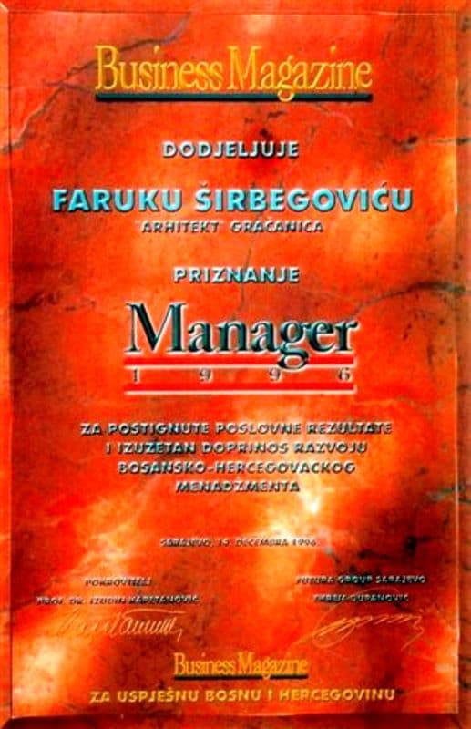 Priznanje Manager 1996