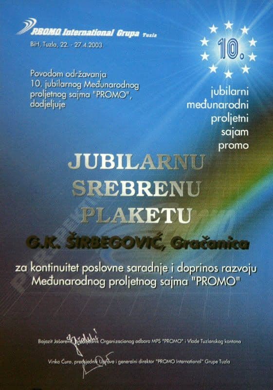 Jubilarna Srebrena Plaketa PROMO